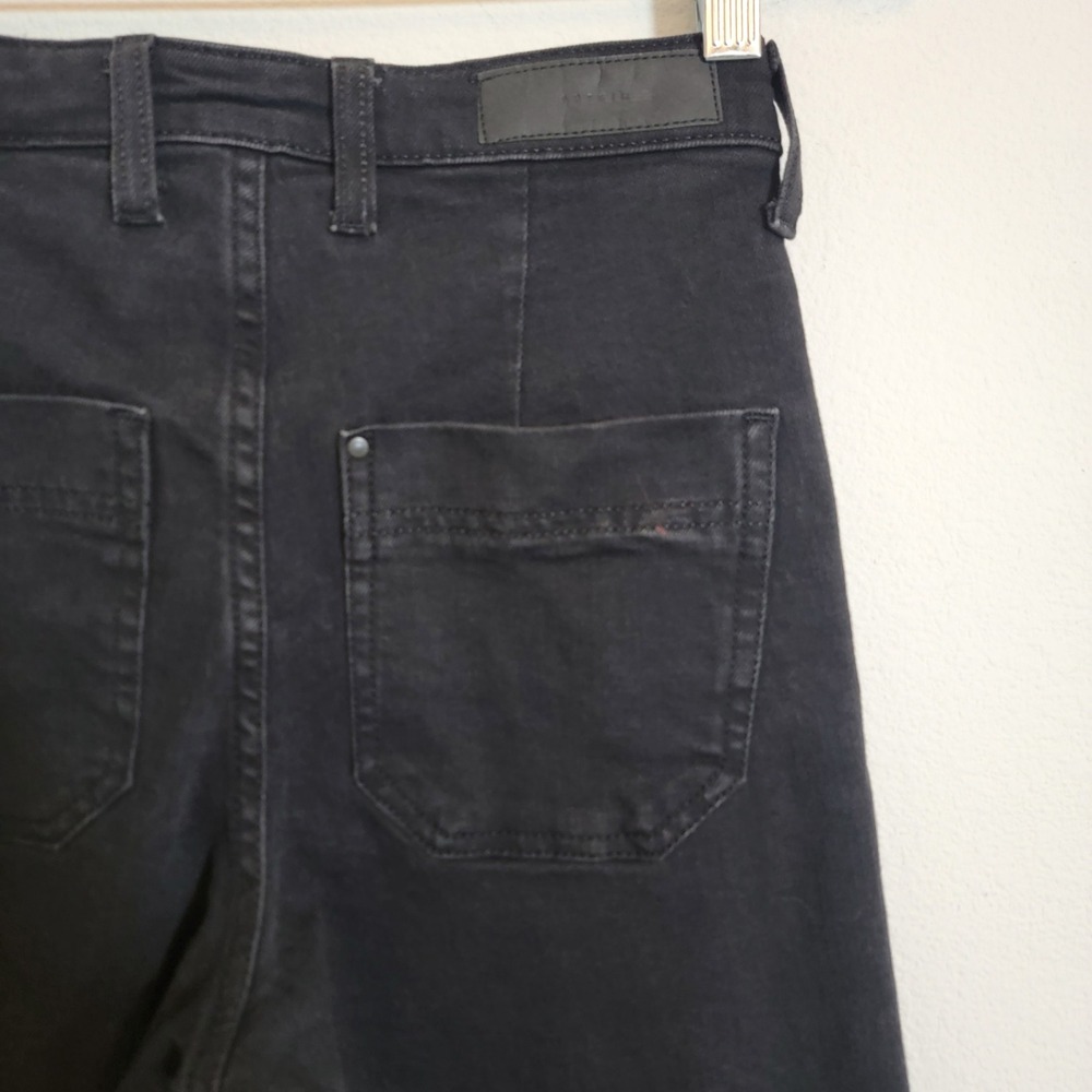 H&M &Denim Black Sz 4‎ Culotte High Waist Casual Wide Leg Jean Pant 5 Pocket - Picture 12 of 16